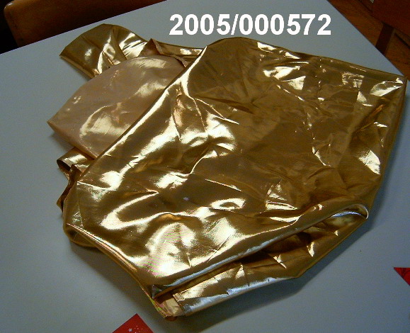 Gewebtes Flächenerzeugnis
- mit den Ausmaßen von 130 x 280 cm,
- bestehend zum überwiegenden Teil aus metallisierten Bändchen der Position 5605 (55 %) und aus Filamentgarnen auf Polyesterbasis (45 %),
- konfektioniert (entlang der Längsseiten mit echten Webkanten, an den Breitseiten mit Rollsäumen versehen).
Die Ware wird zu Dekorationszwecken (Schaufensterdekoration) verwendet.