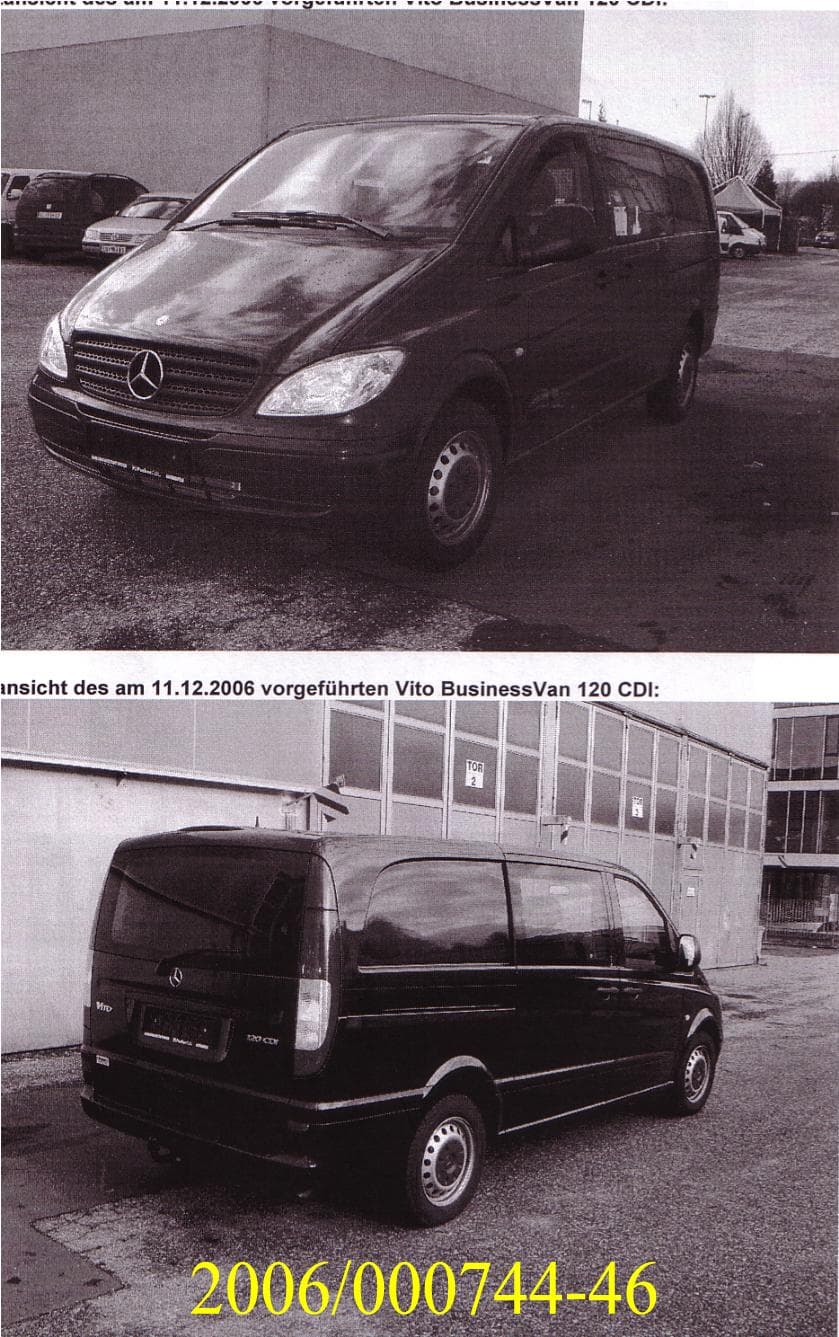 Mehrspuriges Kraftfahrzeug mit Kolbenverbrennungsmotor mit Fremdzündung. Mit einem Hubraum von mehr als 2800 ccm. Mit einem zulässigen Gesamtgewicht von 5 t oder weniger und unterschiedlichen Eigengewichten auf Grund der Ausführungen und Bauweise. Das Fahrzeug hat vier Türen und eine Heckklappe. Der Fahrgastraum weist zwei Sitzreihen (für 5 Personen, Lenker und Mitfahrer) auf und ist gegenüber dem Frachtbereich in sich abgeschlossen. Der Frachtbereich ist durch eine Trennwand aus Stahlblech mit Sichtluke (vergittertes Glasfenster) abgetrennt. Diese Trennwand reicht vom Dach bis zum Wagenboden und ist mit der Karosserie untrennbar verbunden.
Der Bereich zur Warenbeförderung besitzt keine oder dauerhaft unbrauchbar gemachte Befestigungspunkte für Gurte oder Sitze.
Die seitlichen Fenster im Bereich des Laderaumes sind verblecht.