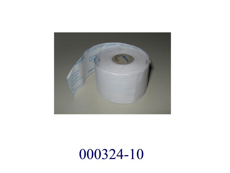 Papier in Rollen
- aus 100 % Zellstoff,
- mit einer Breite von 27mm,
- bestehend aus thermosensitivem Papier, welches auf der Vorderseite mit einer organischen, hitzeempfindlichen Substanz beschichtet ist, welche unter Hitzeeinwirkung infolge einer chemischen Reaktion schwarz wird,
- auf der Rückseite mit einem sich wiederholenden Text endlos bedruckt.