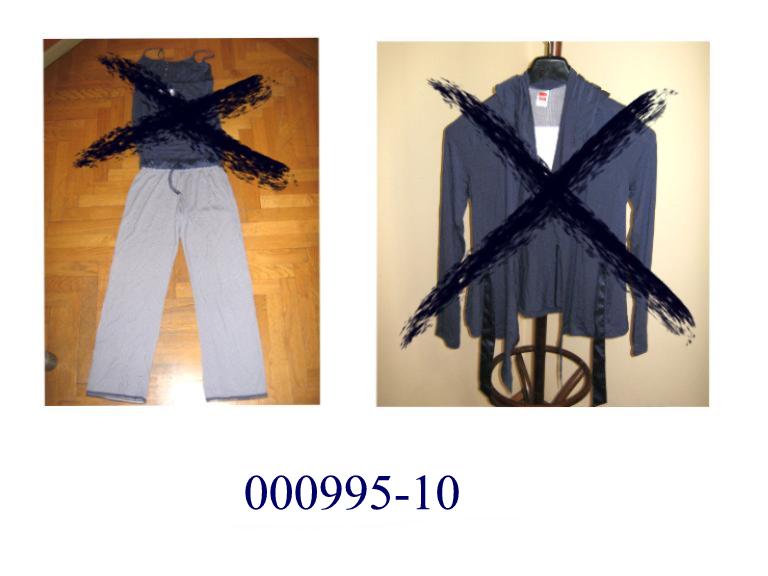Zusammenstellung von Waren, bestehend aus einem westenähnlichen Kleidungsstück, einer langen Hose und einem Kleidungsstück zum Bedecken des Oberkörpers;
Lange Hose :
- beide Beine einzeln umschließend,
- nicht geschlechterspezifisch verarbeitet,
- bestehend aus einer einfärbigen feinen Wirkware aus Spinnstoffen auf Zelluloseregeneratbasis mit eingearbeiteten Elastomerbändchen.
Aufgrund des Aussehen und der Verarbeitung ist die vorliegende Zusammenstellung von Waren nicht als Kombination der Position 6104 bzw. Schlafanzug der Position 6108 einzureihen.

Das westenähnliche Kleidungsstück und das Kleidungsstück zum Bedecken des Oberkörpers sind nicht Gegenstand dieser VZTA (AT 2010/000875, AT 2010/000996).