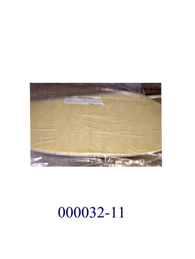 Beige, runde, einseitig mit einem Haftkleber (pressure sensitive adhesive – PSA II) versehene Scheibe (Durchmesser: 24“) aus microporösem Polyurethan; die Klebeschicht ist mit einer abziehbaren Schutzfolie aus Polyethylenterephthalat (PET) abgedeckt; das Erzeugnis dient zum Ebnen, Glätten und Polieren von Wafern im sog. CMP-Verfahren (chemical-mechanical-planarization) und ist noch nicht mit dem Poliermittel ausgerüstet.