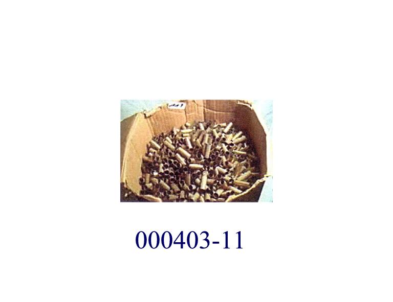 Gebrauchte, abgefeuerte, leere Messingpatronenhülsen für Pistolen und Revolver aller Kaliber (.17 - .500) = (0,17 – 0,5 Zoll).
Die Ware wird lose geschüttet in Kartonagen zur Wiederbefüllung ins Drittland verbracht.
(Symbolfoto siehe Anlage)

„Andere Patronen und Teile davon für Revolver und Pistolen der Position 9302“.