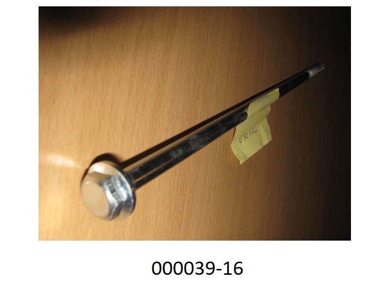 Es handelt sich um eine maßhaltig nach Werkszeichnung gefertigte ca. 29,2 cm lange Schraube aus verzinktem Stahl, mit einem 6,2 cm langen Gewinde M8 und einem Sechskantkopf mit Flansch; mit einer Zugfestigkeit von mehr als 800 MPa.
(Abbildung laut Anlage)