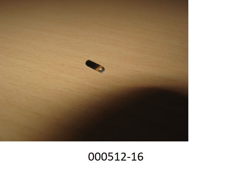 Elektrisches Kontaktelement aus Platinum-Iridium in Form eines flachen, länglichen, ca. 7 x 3 mm großen Plättchens, das mit einem Loch (D = 1 mm) versehen ist.
(Abbildung laut Anlage)
