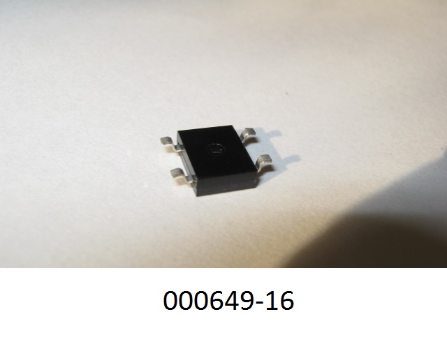 Halbleiterdiodenschaltung (Bridge Diode), bestehend aus vier Gleichrichterdioden in Brückenschaltung in einem SMD-DBLS4-Gehäuse aus Kunststoff (Abmessungen: LxBxH ca. 8 mm x 6 mm x 2,5 mm) mit vier Anschlüssen. Der Bauteil ist für eine Sperrspannung von 1000V und einen Durchlassstrom von 1.5A ausgelegt.
(Angaben laut Antragsteller)
(Abbildung siehe Anhang)