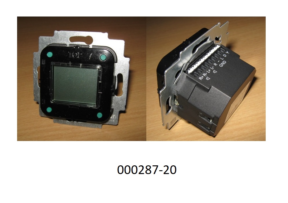 Unterputzradio,
- bestehend aus 3 übereinander positionierten, miteinander verbundenen, mit integrierten Schaltungen, sowie aktiven und passiven Bauelementen (Mikrocontroller, Bluetooth-Audio-Modul, 32 MBit Flashspeicher, FM-Empfänger mit RDS, Audio-Codec-IC, NFC-Transponder, Stromrichter, Transformator, BT-Antenne) bestückten, gedruckten Schaltungen und einer 1,5“ großen LCD-Anzeige in einem gemeinsamen, mehrteiligen Unterputzgehäuse mit Bedientasten, Netzanschlussklemmen (L,1,N) und elektrischen Klemmverbindungen zum Anschließen von Lautsprecher und einer Radioantenne,
- dient dem Rundfunkempfang von FM-Radiosignalen, zum Verstärken von Audiosignalen drahtlos gekoppelter Audioquellen, sowie zur Uhrzeitanzeige einschließlich Weckfunktion. 
Das Erzeugnis ist zusammen mit einer Montageanleitung in einer gemeinsamen Verpackung für den Einzelverkauf aufgemacht.
(Abbildung siehe Anlage)