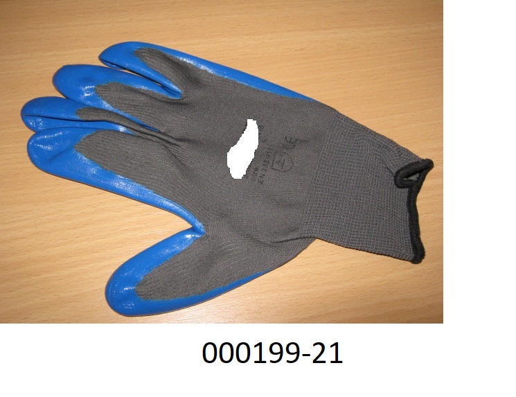 Fingerhandschuh (Arbeits-/Schutzhandschuh)
- bis über das Handgelenk reichend,
- bestehend aus einer Wirkware auf Polyamid- und Polyesterbasis,
- über der Hand- und Fingerfläche mit einer Schicht auf Kunststoffbasis überzogen,
- durch Zusammennähen konfektioniert.
(Abbildung siehe Anlage)