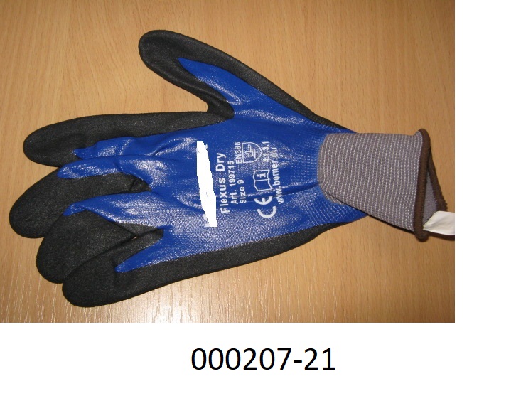 Fingerhandschuh (Arbeits-/Schutzhandschuh)
- bis ueber das Handgelenk reichend,
- bestehend aus einer Wirkware auf Polyamidbasis,
- ueberwiegend mit einer Schicht aus Kunststoff ueberzogen,
- durch Zusammennaehen konfektioniert.
(Abbildung siehe Anlage)