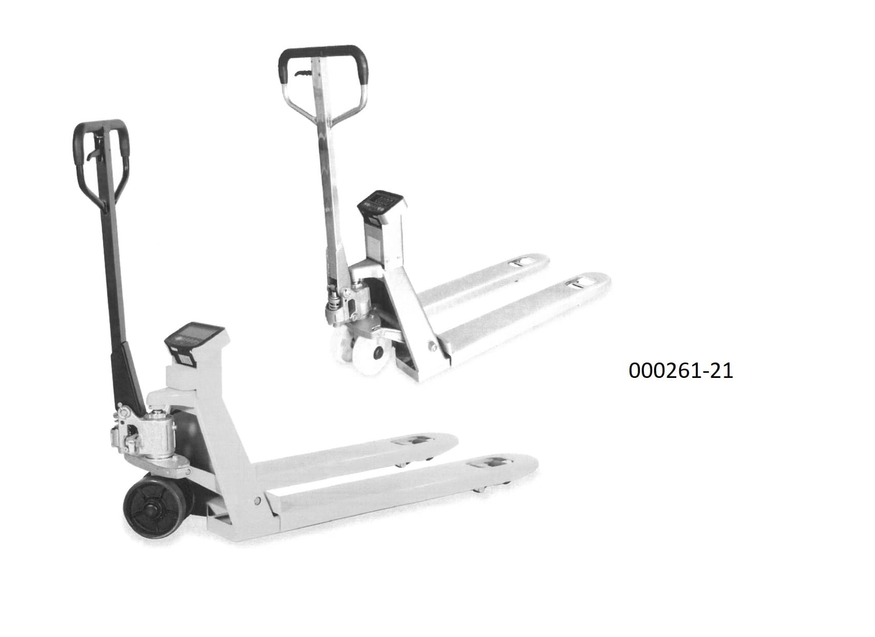 Sog. Gabelhubwagen mit Waage, 
- mit von Hand zu betätigender Deichsel mit Bügelgriff und Absenkhebel, hydraulischer
  Hubpumpe, gabelförmiger Lastenauflage mit lenkbarem Doppelrad und Gabelrollen sowie
  einer montierten Waage mit im Chassis integrierten Wiegezellen,
- die Wiegevorrichtung des Waagehubwagens lässt sich nicht abnehmen und liefert genaue und 
  exakte Werte, 
- mit einem max. Gabelhub von 120 mm und einer max. Tragkraft von 2500 kg,
- zum Anheben, Absenken, Transportieren und Wiegen von üblicherweise auf Paletten
  befindlichen Waren.
Der Hubwagen übt die kennzeichnende Haupttätigkeit aus.
(Angaben laut Antragsteller)
(Abbildung siehe Anlage)