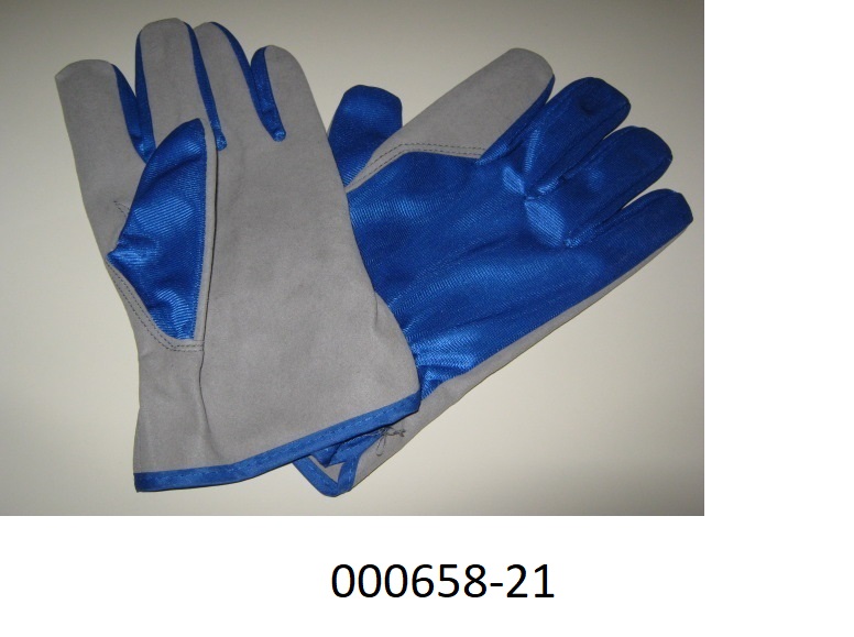 Schutzhandschuh (Montagehandschuh)
- jeden Finger einzeln umschließend, bis zum/über das Handgelenk reichend,
- Hand- und Fingerrücken bestehen aus einer innenseitig gerauten Wirkware aus Multifilamentgarnen auf Polyesterbasis,
- Hand- und Fingerinnenfläche bestehen aus einem velourlederartigen Faservlies aus Mikrofasern auf Polyamidbasis (Leder imitierend).
Der Handschuh besteht zu gleichen Teilen aus einer Wirkware bzw. einem Faservlies. Im Hinblick auf die Verwendung, nämlich Arbeiten bzw. Montieren, ist die Hand- und Fingerinnenfläche aus einem Faservlies wesensbestimmend.
(Abbildung siehe Anlage)