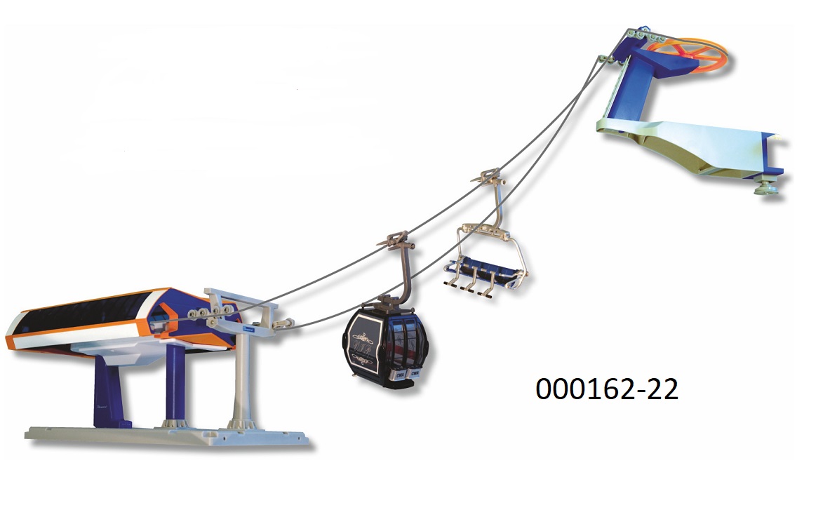 Anderes Spielzeug, in Form eines noch zusammenzubauenden, maßstabgetreu verkleinerten Modelles einer elektrischen Umlaufseilbahn im Maßstab 1:32
- bestehend aus 
-- einer Antriebsstation,
-- einer Gegenstation, 
-- 1 x 6er-Sessel, 
-- einer VIP Kabine,
-- einem 8m Seil, 
-- einer Verbindungsmuffe
- wird mit Batterien oder Adapter (nicht Teil dieser Warenzusammenstellung) angetrieben,
- verpackt in einem bunt bedruckten Karton mit Anleitung für den Einzelverkauf,
- dient der spielerischen Unterhaltung von Personen.
(Abbildung siehe Anlage)