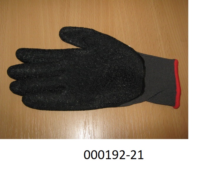 Fingerhandschuhe in Form von Arbeitshandschuhen
- bis über das Handgelenk reichend,
- bestehend aus einem Gewirke aus Polyamid,
- Teile der Finger und die Handschuhinnenfläche sind komplett mit einer Schicht aus Kautschuk getränkt (daher nicht laminiert),
- verpackt in einem Kunststofffoliensackerl.
(Abbildung siehe Anlage)