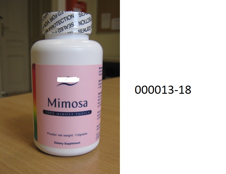 Dunkelbraunes, feines, nicht alkoholhaltiges Pulver, bestehend aus einem getrockneten Pflanzenauszug aus der (lt. Antragsteller) Mimosa Pudica; aufgemacht in einer etikettierten, wei?en Kunststoffdose mit wei?em Schraubverschluss sowie Innenversiegelung.