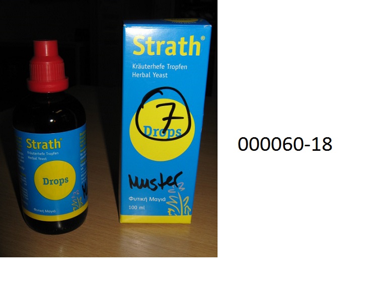 Gelbes, klares, mit hefeartig riechendes und ebenso, sowie schwach s?? schmeckendes, unmittelbar trinkbares, alkoholhaltiges Getr?nk in Beh?ltnissen mit einem Inhalt von 2 l oder weniger; im Wesentlichen bestehend aus Wasser, Alkohol, Zucker (weniger als 100g/l) und lt. Etikette aus den Ausz?gen verschiedener Kr?uter, Gew?rze und Blumen; der vorhandene Alkoholgehalt stammt zum ?berwiegenden Teil aus Destillations-alkohol; aufgemacht in einem bunt bedruckten ?berkarton, eine etikettierte Originalbraunglasflasche zu 100 ml, mit Tropfeinsatz und Schraubverschluss enthaltend; das Erzeugnis wird als Erg?nzungslebensmittel angek?ndigt.