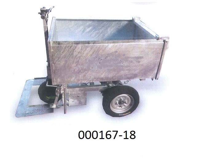 Elektrokarren ohne Hebevorrichtung
- mit einem Fahrmotor (1x 350W),
- bestehend aus einer vollverzinkten Wanne mit einem Ladevolumen von 320l (gestrichen) bzw. 400l (geh?uft) und einem Aufbau,
- mit einer Kippfunktion (Kippentriegelung mit Fu?) und drei R?dern ausgestattet,
- mit einem Gewicht von 215kg (Betriebsgewicht inkl. Batterie).
 (Abbildung siehe Anlage, Materialangaben laut Antragsteller)