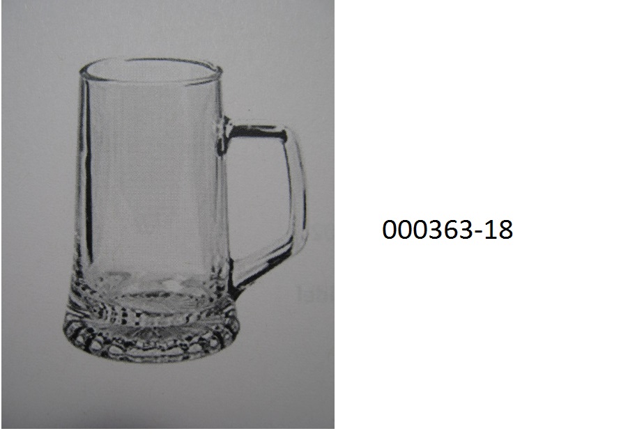 Glasware in Form eines Bierkruges
- bestehend aus einem klaren, gew?hnlichen, mechanisch gefertigten Glas,
- mit einer H?he von ca. 14,5cm und einem Durchmesser (oben) von ca. 7,8cm, 
- mit einem Henkel verarbeitet,
- mit einem abgerundeten, oberen Rand,
- nicht anders oder weitergehend bearbeitet,
- zur Verwendung bei Tisch/in der K?che vorgesehen.
(Abbildung siehe Anlage)