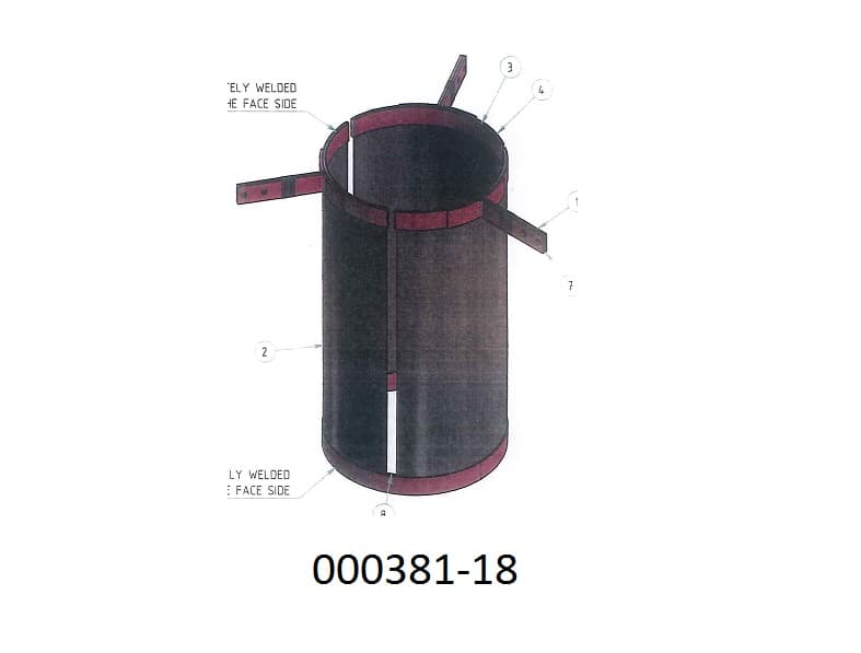 Zylinderf?rmige Widerstandsheizung aus Wolfram (Abmessung: ca. ? 255 x 490 mm) sog. Geflechtheizk?rper, mit Haltevorrichtungen (= Stromanschluss). An die Heizungsanschl?sse wird Strom angelegt, wodurch sich bei der Stromdurchf?hrung das Geflecht erhitzt. Der elektrische Heizwiderstand dient als Heizelement f?r den Einbau in Industrie?fen.

Elektrischer Heizwiderstand, nicht mit einem Tr?ger aus Isolierstoffen versehen.

(Angaben laut Antragsteller)  
(Abbildung siehe Anlage)