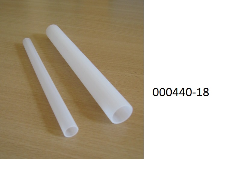 2 milchig-wei?e, leicht durchscheinende, nicht biegsame Rohre mit unterschiedlichen L?ngen und Durchmessern aus dem Kunststoff Polyethylen (1. Rohr: L?nge ca. 19,4 cm, Au?endurchmesser ca. 2,2 cm und Innendurchmesser ca. 1,9 cm; 2. Rohr: L?nge ca. 17,9 cm, Au?endurchmesser ca. 1,3 cm und Innendurchmesser ca. 1,05 cm); diese Rohre werden in F?hrungssystemen f?r automatische Sortiermagazinen verwendet; keine Ware der Position HS 8431.