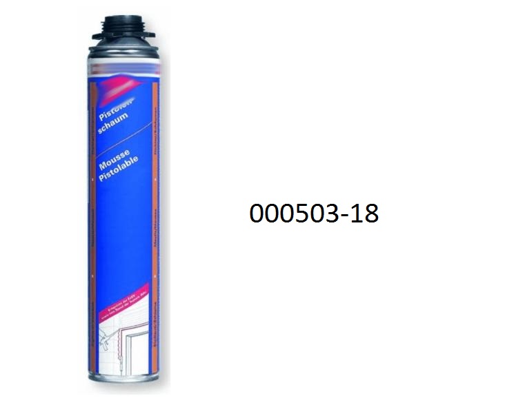 Polyurethan-Montageschaum (PU-Montageschaum), bestehend aus Diphenylmethandiisocyanat, Chloralkane, propoxyliertes Glycerin und Dimethylether; aufgemacht f?r den Einzelverkauf in einer Metallkartusche zu 750 ml.
