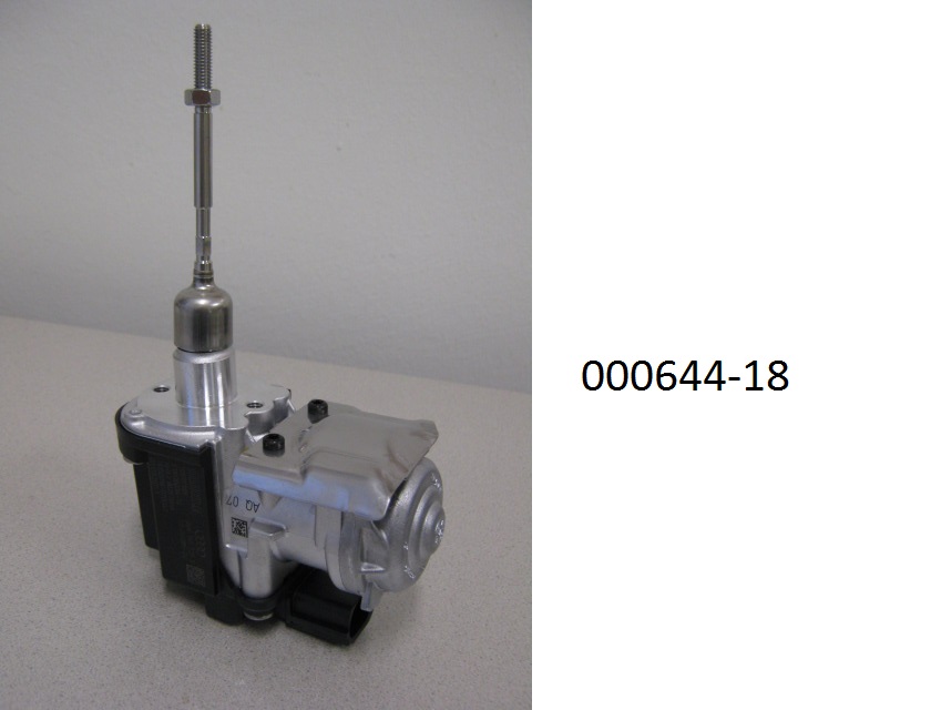 Elektromechanischer Stell- oder Ventilantrieb (Abmessungen: ca. 11 x 5,5 x 19 cm),
- aus einem 14 Volt-Gleichstrommotor, einem Untersetzungsgetriebe und einem Stellelement in Form einer Stange, die am Ende mit einem ca. 2,5 cm langen Gewinde versehen ist,
- mit einer Leistung von 119 W bei einer Versorgungsspannung von 14 VDC und einer Stromstärke von maximal 8,5 A, 
- zur Umwandlung elektrischer Energie in eine lineare Stellbewegung zur Betätigung eines Ventils in einem Turbolader.
(Abbildung siehe Anlage)