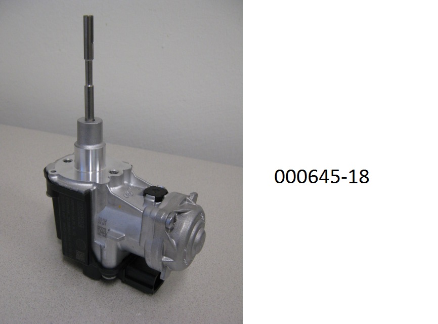 Elektromechanischer Stell- oder Ventilantrieb (Abmessungen: ca. 11 x 5,5 x 17 cm),
- aus einem 14 Volt-Gleichstrommotor, einem Untersetzungsgetriebe und einem Stellelement in Form einer am Ende geschlitzten Stange,
- mit einer Leistung von 119 W bei einer Versorgungsspannung von 14 VDC und einer Stromstärke von maximal 8,5 A, 
- zur Umwandlung elektrischer Energie in eine lineare Stellbewegung zur Betätigung eines Ventils in einem Turbolader.
(Abbildung siehe Anlage)