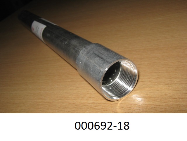 Metallrohr (Abmessungen: AD ca. 2,5 cm), in Längen von 3 Meter, an einem Ende mit einem Gewinde ausgestattet, mit passender aufgeschraubter Gewindemuffe, beide aus legiertem, stranggepresstem Aluminium.
Mit einem Gehalt von 98,52 GHT an Aluminium (Al), sowie Anteilen an Magnesium (Mg), Silicium (Si), Eisen (Fe).
(Abbildung siehe Anlage)