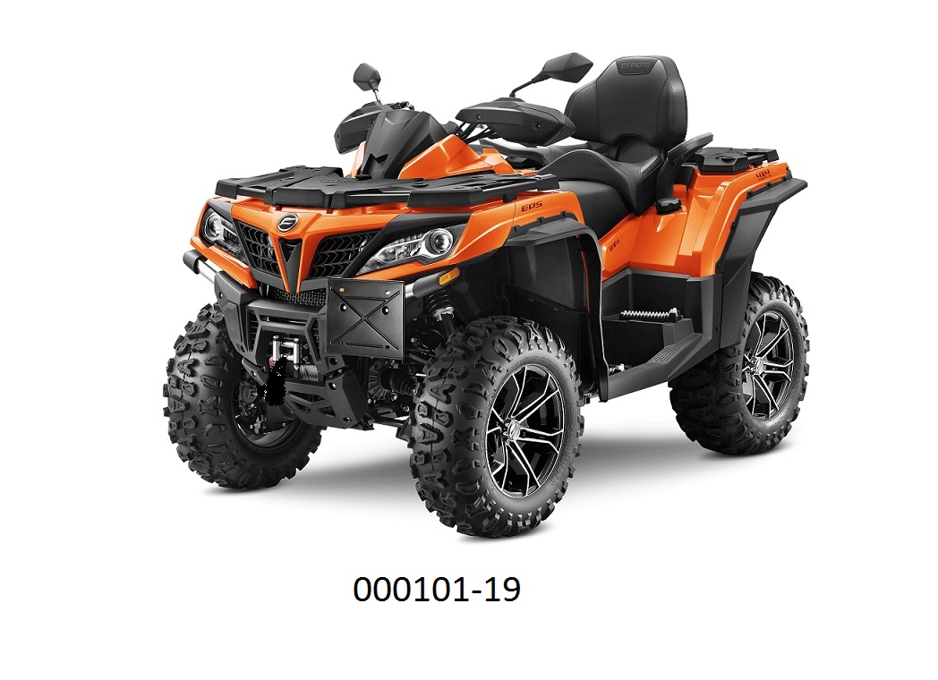 Neues vierradgetriebenes Geländefahrzeug (ATV), mit einer Seilwinde und einem flüssigkeitsgekühlten 800 ccm Hubkolbenverbrennungsmotor mit Fremdzündung ausgestattet. 
Das Fahrzeug weist folgende Merkmale auf:
 eine Lenkstange mit zwei Griffen, an der die Kontrolleinrichtungen für die Steuerung des Fahrzeugs montiert sind; die Lenkung wird durch Drehen der zwei Vorderräder bewirkt und beruht auf einem Kraftwagenlenksystem (Ackermann-Prinzip); 
 Bremssysteme an allen Rädern; 
 ein Automatikgetriebe und einen Rückwärtsgang; 
 einen Motor, der speziell für die Benutzung in schwer zugänglichem Gelände entwickelt ist und bei niedriger Drehzahl eine ausreichende Zugkraft für angehängte Gerätschaften liefert; 
 die Kraft wird über Wellen auf die Räder übertragen und nicht mittels einer Kette; 
 eine fest angebrachte Seilwinde;
 die Reifen haben ein tiefes Profil, das für unbefestigtes Gelände geeignet ist; 
 eine Anhängevorrichtung (Anhängekupplung), mit der das Fahrzeug mindestens das Zweifache seines Eigengewichts ziehen oder schieben kann; 
 eine Anhängelast (nicht gebremst) von mindestens dem Zweifachen seines Eigengewichts.
Das Fahrzeug dient zur Verrichtung von Arbeiten im unwegsamen Gelände, kann aber auch zum Ziehen oder Schieben anderer Fahrzeuge, Geräte oder Lasten verwendet werden und ist zur Verwendung als Forstschlepper oder Ackerschlepper bestimmt.
(Angaben laut Antragsteller)
(Abbildung siehe Anlage)