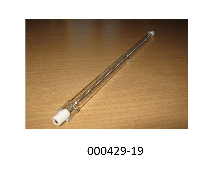Halogen-Glühlampe, bestehend 
- aus einer mit Halogen gefüllten Glasröhre (Durchmesser ca. 9 mm) mit segmentierter Glühwendel aus Wolframdraht und beidseitigem Porzellansockel (R7s) mit Anschlusskontakten (Gesamtlänge ca. 253 mm),
- für eine Spannung von 220 V und einer Leistung von 1500 W,
- zum Einbau in Halogenscheinwerfer mit entsprechender Halterung.
Die Halogen-Ersatzröhre ist in einem bedruckten Pappkarton für den Einzelverkauf aufgemacht.
(Abbildung siehe Anlage)