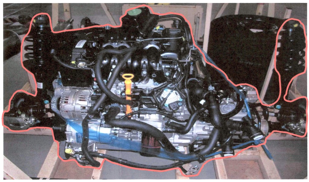 Úplná pohonná jednotka osobního automobilu sestává z:
1) motoru se vznětovým pístovým motorem s vnitřním spalováním o objemu 1400 ccm a výkonu 51 kW
2) kompletní přední nápravy
3) úplných tlumičů pérování
4) kompletní převodovky


Dle údajů žadatele je zboží určeno pro průmyslovou montáž pro výrobu osobních automobilů.