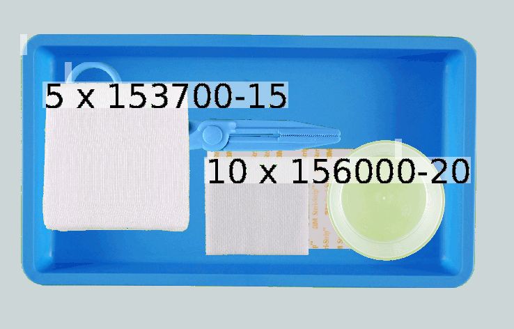 Dle deklarovaných údajů se jedná o sterilní chirurgický set, který je určen k jednorázovému použití pro chirurgickou operaci.
Složení: plastová miska 1 ks, náplast na kůži (adhezivní krytí) 1 ks, plastové kleště 1 ks, plastová miska gallipot 1 ks, gázové tampony 5 ks, krytí pro ošetření ran (adhezivní) 10 ks, operační rouška z netkané textilie a laminátu 1 ks, balící rouška z netkané textilie a laminátu 1 ks. 
Baleno pro maloobchodní prodej.
Výrobek je klasifikován jako sada, jíž dávají podstatný charakter roušky, které vytváří sterilní bariéru během operace.
