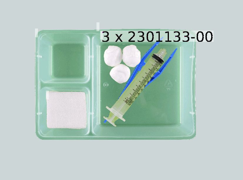 Dle deklarovaných údajů se jedná o sterilní chirurgický set, který je určen k jednorázovému použití pro chirurgickou operaci.
Složení: gázový tampon pro péči o rány 2 ks, plastová miska 1 ks, plastová pinzeta pro chirurgické použití 1 ks, plastová stříkačka 1 ks, gázová houba na rány 3 ks, rouška z netkané textilie a laminátu 1 ks, adhezivní fóliový obvaz 1 ks, rouška z netkané textilie a laminátu 1 ks.
Baleno pro maloobchodní prodej.
Výrobek je klasifikován jako sada, jíž dávají podstatný charakter roušky, které vytváří sterilní bariéru během operace.