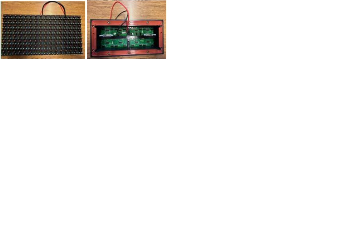 Dle deklarovaných údajů se jedná o návěstní modul/panel osázený LED diodami, bez video tuneru se zabudovaným datovým rozhraním, který je určený jako návěstní panel pro prezentaci grafických a alfanumerických znaků bez možnosti prezentace videa, a to kdekoliv samostatně ve vnitřních nebo venkovních prostorech. LED diody v příslušném množství jsou osazené a vzájemně propojené na tištěných spojích obsahujících řídící elektroniku tohoto zobrazovacího modulu a konektory pro možné vzájemné propojení s jinými moduly a připojení ke zdroji elektrické energie. 

Modul je uložen v korpusu z plastu a částečně z kovu za účelem ochrany proti prachu, vlhkosti, mechanickému poškození apod.