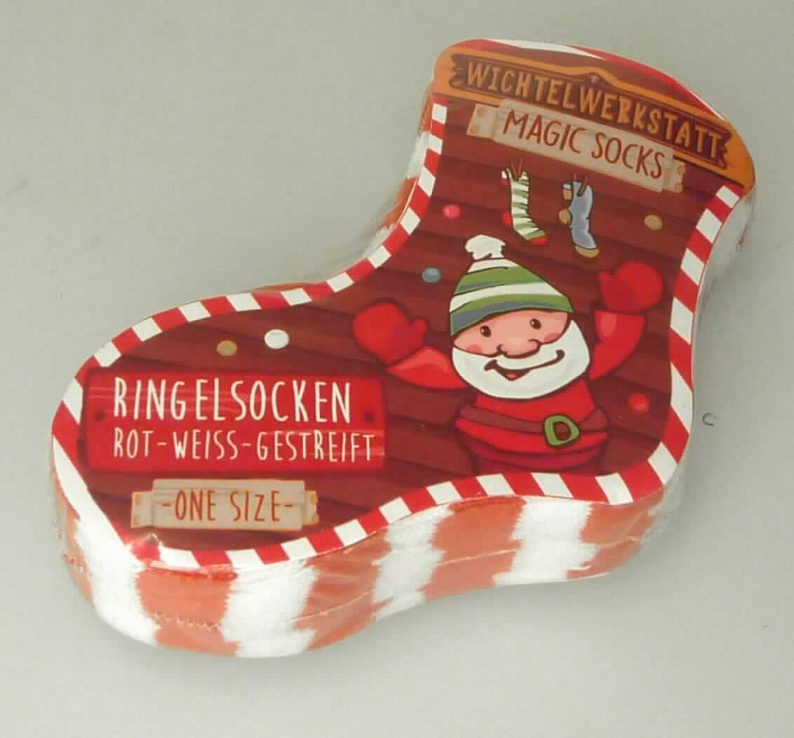 Socken, sog. "magische" Socken", in Erwachsenengröße, Foto siehe Anlage,
- komprimiert und mit zwei Pappeinlegern in einer Folie aus Kunststoff verpackt, 
- aus ca. 0,7 mm dicken, buntgewirkten Gewirken aus laut Antrag 72 % Baumwolle, 23 % Polyester und 
  5 % Elasthan (Elastomergarn, beides synthetische Chemiefasern),
- schlauchförmig abgepasst gewirkt und an den Fußspitzen durch Zusammennähen konfektioniert; ohne
  ausgearbeitete Ferse, 
- am oberen Rand umgeschlagen und mit einem ca. 2 cm breiten Abschluss versehen,
- die Knöchel bedeckend, nicht über die Waden reichend.

"Socken aus Gewirken, aus Baumwolle"