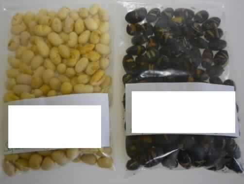 Sojabohnen (schwarz), geröstet.

Antragsangaben (als zutreffend unterstellt): Sojabohnen (schwarz), trocken geröstet, als Knabberartikel, ggf. leicht gesalzen. Verpackung: in 5 kg-Kartons verpackt.

Beschaffenheit des vorgelegten Warenmusters: ovale, harte, bohnenartige, ganze und halbe, grünliche bis dunkelbraune Samen (Länge ca. 1,2 - 1,5 cm; Durchmesser: ca. 0,6 - 0,8 cm) mit unterschiedlich stark auf- und abgeplatzer schwarzer Samenhaut.
Geruch: Mit Röstnote. Geschmack: mehlig, nach Leguminosen, starke Röstnote bis bitter.

Früchte, Nüsse und andere genießbare Pflanzenteile, in anderer Weise zubereitet oder haltbar gemacht, auch mit Zusatz von Zucker, anderen Süßmitteln oder Alkohol, anderweit weder genannt noch inbegriffen, Samen, andere als in den UPos 2008 1110 bis 2008 1913 erwähnt.