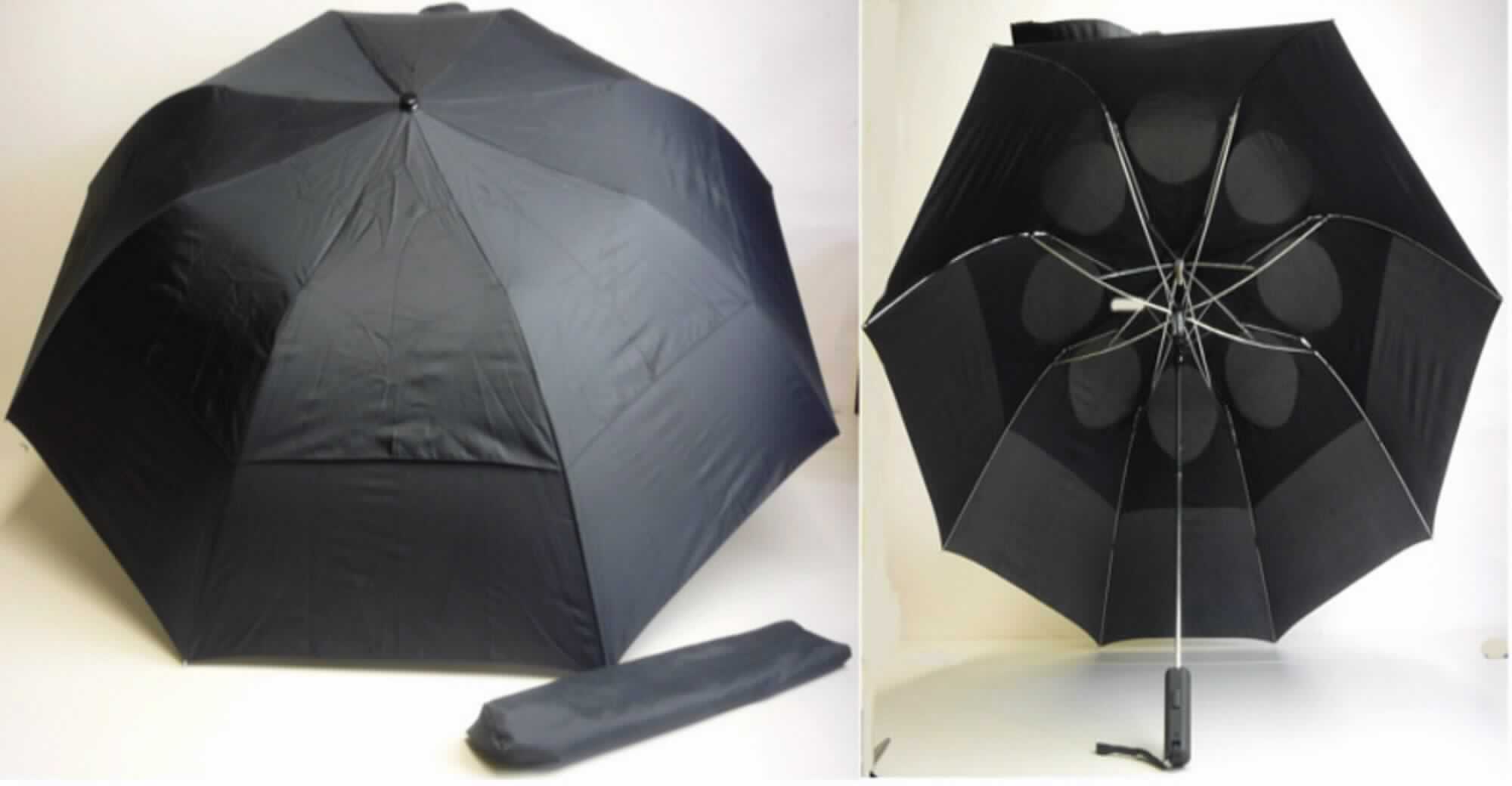 Schirm mit Teleskopauszug, sog. Regenschirm (Art. 040151), Fotos siehe Anlage,
- zum wirksamen Schutz gegen Regen,
- Länge (zusammengeklappt): ca. 43 cm; Durchmesser: ca. 6,5 cm,
- mit Bezug aus Spinnstoffgeweben,
- mit Gestell aus unedlem Metall, 
- mit Griffstück aus Kunststoff,
- mit Trageschlaufe,
- mit übergezogener Schutzhülle.

"Regenschirm, mit Teleskopauszug"