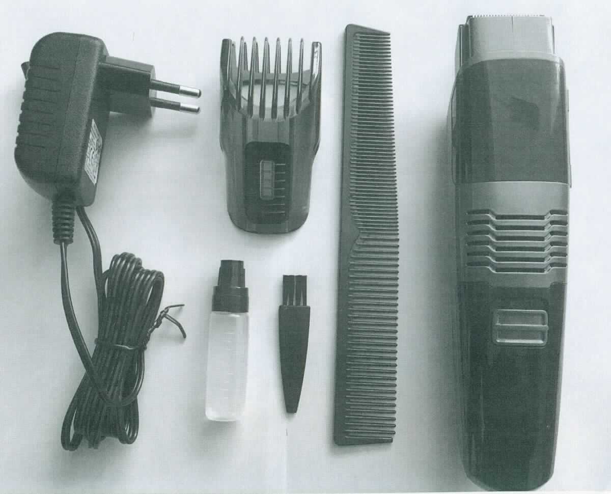 Sog. Vakuum Haarschneider,
- aus einem Handgerät mit eingebautem Elektromotor, An-/Ausschalter, Scherkopf mit Edelstahlklingen, 
  Lithium-Ionen-Akkumulator, Haarauffangbehälter sowie An- / Ausschalter (Abbildung siehe Anlage),
- zum Schneiden von Haaren und Aufsaugen von Haarschnitt,
- in einer gemeinsamen Verkaufsumschließung mit Kammaufsatz, Netzadapter, Schere, Kamm, 
  Reinigungspinsel und Klingenöl (Beipack).
Der Haarschneider bestimmt den Charakter des Ganzen.
Das Schneiden von Haaren stellt die kennzeichnende Hauptfunktion dar.

"Haarschneidemaschine mit eingebautem Elektromotor (Kombination aus Haarschneidemaschine -kennzeichnende Hauptfunktion- und Vakuumsauger in Warenzusammenstellung in Aufmachung für den Einzelverkauf mit nicht charakterbestimmendem Beipack) - sog. Vakuum Haarschneider"