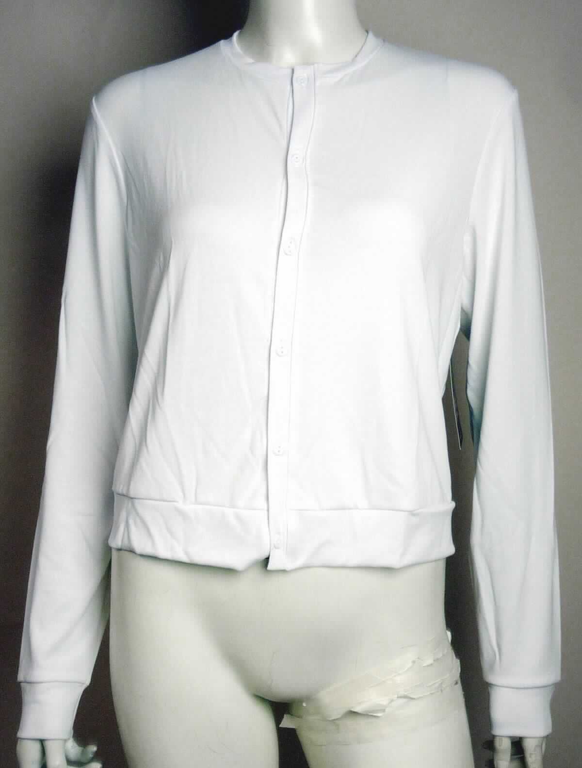 Blouson, sog. Strick Cardigan für Frauen, Art. RSMAOJ3219, Größe L, Foto siehe Anlage, 
- aus ca. 0,6 mm dicken, einfarbigen Gewirken aus laut Antrag 70 % Modal (künstliche Chemiefasern), 25 % 
  Polyester und 5 % Elasthan (beides synthetische Chemiefasern),
- über die Taille reichend (Rückenlänge: ca. 49 cm),
- mit einem runden Halsausschnitt,
- vorn mit einer durchgehenden Öffnung mit Knopfverschluss von links über rechts (Männerkleidung; somit nicht 
  für Frauen),
- mit langen, über den unteren Rand des Kleidungsstücks hinausreichen Ärmeln, an den Ärmelenden mit 
  angesetzten, verengenden Bündchen,
- am unteren Rand mit einem angesetzten, ca. 5 cm breiten, leicht verengenden Bund,
- erfüllt die Merkmale zur Einreihung als Blouson, somit keine Strickjacke.

"Blouson, aus Gewirken, für Männer, aus Chemiefasern"