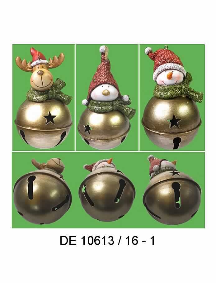Es handelt sich um glockenähnliche Waren in Form von kugelförmigen Schellen aus unedlem Metall (Durchmesser: etwa 10 cm), die mit einem Farbüberzug und oben mit unterschiedlichen Figuren (Pinguin, Rentier oder Schneemann) aus Kunststoff versehen sind. Die Figuren bestehen jeweils aus einem stilisierten Kopf und sind mit einem Schal und einer Mütze "bekleidet". Am Kopf der Figuren ist mittels einer Öse aus unedlem Metall eine Aufhängeschlaufe angebracht. Die Schellen weisen in regelmäßigen Abständen mehrere sternförmige und längliche Aussparungen auf. Im Inneren der Waren befindet sich eine kleine Kugel, durch deren Bewegung ein Geräusch erzeugt wird. 
Die Erzeugnisse sind mit einem Pappetikett versehen. 
Höhe: etwa 19 cm
- Antragstellerangaben - 

Das unedle Metall ist aufgrund des Wertes und des Umfangs gegenüber dem Kunststoff charakterbestimmend.

Abbildung siehe Anlage. 

Derartige Erzeugnisse gehören als "Glocken und ähnliche Waren, nicht elektrisch, aus unedlen Metallen" zum TARIC-Code 8306 1000 00 des Zolltarifs.