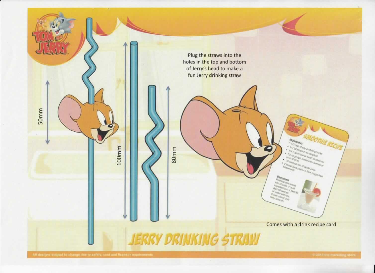 Angaben des Antragstellers:
Mc Donald's - Fun Food with Tom & Jerry 2014
Strohhalme, nicht biegsam, aus Polypropylen. Motiv = Jerry Drinking Straw, verpackt jeweils in einem Polyethylenbeutel.

Ein Warenmuster wurde nicht vorgelegt.

Entsprechend einer Abbildung besteht die Ware aus einem geraden Trinkhalm (Länge: 100 mm), einem gebogenen Trinkhalm (Länge: 80 mm) und einem Zwischenstück in Form eines Mäusekopfes (Jerry; Länge: 50 mm), in das die beiden Trinkhalme eingesteckt werden können.

Befund:
Es liegen nicht biegsame Rohre aus Polypropylen im Sinne der Position 3917 vor.