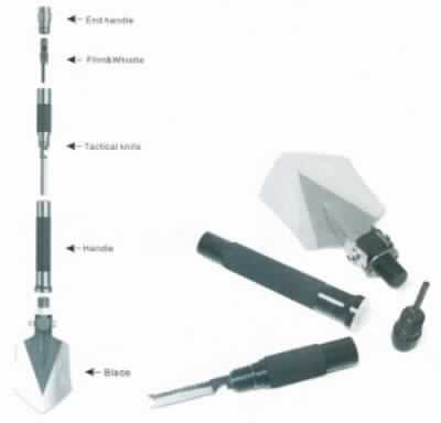 Bei der sog. "Outdoor-Schaufel" handelt es sich um eine Ware aus verschiedenen Bestandteilen sowie eine Ware mit verschiedenen Funktionen.

Das Erzeugnis setzt sich aus folgenden Bestandteilen zusammen:

- Ware aus verschiedenen Bestandteilen
--einem Notfallhammer (Pos. 8205)
--einem Seil zur Verwendung als Jagdfalle (Pos. 5808)
--da ein charakterbestimmender Bestandteil nicht feststellbar ist, ist das Erzeugnis in die zuletzt in 
  Betracht kommende Position einzureihen, hier Pos. 8205.

- Ware aus verschiedenen Bestandteilen
-- einer Pfeife (Pos. 9208)
-- einem Feuerstein (Pos. 3606)
--da ein charakterbestimmender Bestandteil nicht feststellbar ist, ist das Erzeugnis in die zuletzt in 
  Betracht kommende Position einzureihen, hier Pos. 9208.

- Ware mit verschiedenen Funktionen
--einem Flaschenöffner (Pos. 8205)
--einem Messer, das sich auch als Fisch-Entschupper darstellt (Pos. 8205)
--einer Säge (Pos. 8202)
--das Erzeugnis ist in die zuletzt in Betracht kommende Position einzureihen, hier Pos. 8205.

-Ware mit verschiedenen Funktionen
--eine Schaufel (Pos. 8201)
--ein Lineal (Pos. 9017)
--eine Säge (Pos. 8202)
--ein Drahtschneider (Pos. 8205)
--eine Hacke (Pos. 8201)
--ein Hammer (Pos. 8205)
--eine Axt (Pos. 8201
--ein Erzeugnis zum Abtragen von Holz und Früchten von Baumstämmen (Pos. 8205)
--das Erzeugnis ist in die zuletzt in Betracht kommende Position einzureihen, hier Pos. 9017.

Ein charakterverleihender Bestandteil ist für die "Outdoor-Schaufel" (Ware aus verschiedenen Bestandteilen) nicht feststellbar. Die Kriterien Menge und Bedeutung für die Verwendung sind jeweils gleich; die Kriterien Gewicht, Wert und Umfang sind auf die vorliegende Ware nicht anwendbar, so dass das Erzeugnis in die zuletzt genannte der gleichermaßen in Betracht kommenden Positionen, hier Position 9208 einzureihen ist.

Die Ware ist noch nicht zusammengesetzt in einem Karton verpackt.

Sie ist als "Signalpfeife" einzureihen.