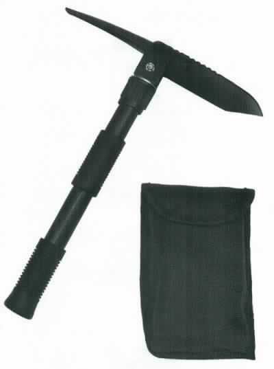 "Klappspatenset"; Ware aus verschiedenen Bestandteilen

- in Form eines ca. 40 cm langen, T-förmigen Erzeugnisses aus Stahl, am Griff, welcher 
  abgeschraubt ist, teilweise mit Gummibezug versehen, in das auf einer Seite eine Hacke
  unlösbar und ausklappbar aus Stahl eingesetzt ist

- auf der gegenüberliegenden Seite ebenfalls unlösbar und ausklappbar mit einer Ware mit 
  verschiedenen Funktionen versehen (spitze Schaufel mit seitlicher Säge- und Trittkante),
  beide Seiten miteinander vernietet und zur besseren Handhabung durch einen 
  Schraubverschluss festgestellbar

-  zur Verwendung als Schaufel, Hacke oder Säge

- zerlegt, in einer Tasche mit Gürtelschlaufe, die zum dauernden Gebrauch geeignet ist, aufgemacht 
- - Packmaß: 17 x 10 x 5 cm

- charakterbestimmender Bestandteil nicht feststellbar

- aufgrund verschiedener Funktionen des einen Bestandteils (Schaufel), ist das Erzeugnis unter
  Anwendung der AV 3 c) in die zuletzt genannte der gleichermaßen in Betracht kommenden 
  Positionen einzureihen

Abbildung siehe Anlage.

Derartige Erzeugnisse gehören als "Handsäge mit arbeitendem Teil aus unedlem Metall" zum 
TARIC-Code 8202 1000 00.