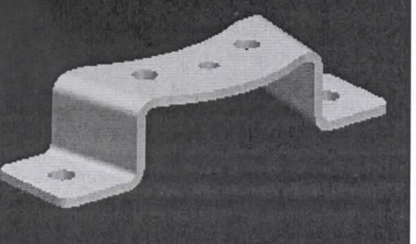 Sog. Spannrollenträger,
- spezifisch, nach technischer Zeichnung gefertigtes, nahezu U-förmiges Erzeugnis, 
  mit einer Länge von ca. 198 mm und fünf Lochungen, aus unedlem Metall,
- zum Einbau in einen Rasentraktor (Aufsitzmäher), zur Verwendung als Träger für
  eine Spannrolle.

"Teil, erkennbar ausschließlich für Rasenmäher bestimmt - sog. Spannrollenträger"