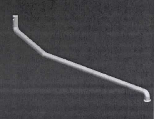Sog. Deckaushebung,
- spezifisch, nach technischer Zeichnung gefertigtes, leicht gebogenes Rohr,
  mit einer Länge von ca. 370 mm, einer Lochung und einem muffenähnlichen Ende,
  aus unedlem Metall,
- zum Einbau zwischen Aushebewelle und Mähwerk in einem Rasentraktor (Aufsitzmäher).

"Teil, erkennbar ausschließlich für Rasenmäher bestimmt - sog. Deckaushebung"