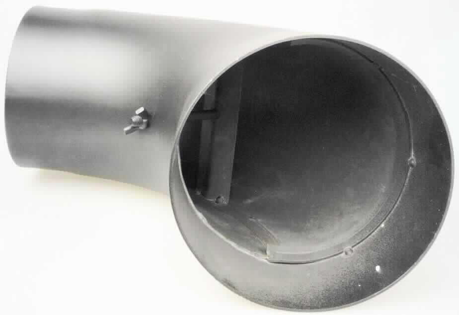 Es handelt sich um rechtwinklig gebogene Hohlerzeugnisse (sog. Rohrbögen) aus Stahl, mit einem Außendurchmesser von etwa 154 mm und einer Wanddicke von etwa 2 mm und mit einer in der Außenbiegung angebrachten, mit einer Flügelschraube gesicherten Verschlussklappe (sog. Putztür). Der Außendurchmesser ist an
einem Ende auf einer Länge von etwa 50 mm auf einen Durchmesser von 149 mm reduziert. Die Erzeugnisse sind mit einer hohhitzebeständigen Lackierung versehen und werden beim Anschluss eines Ofens an den Kamin zum Verbinden (Einstecken) mit weiteren Rohrelementen von Ofenrohren verwendet.
- Antragstellerangaben -

Abbildung siehe Anlage.

Derartige Erzeugnisse gehören als "Teile aus Stahl, für Raumheizöfen aus Stahl" zum TARIC-Code 7321 9000 00.