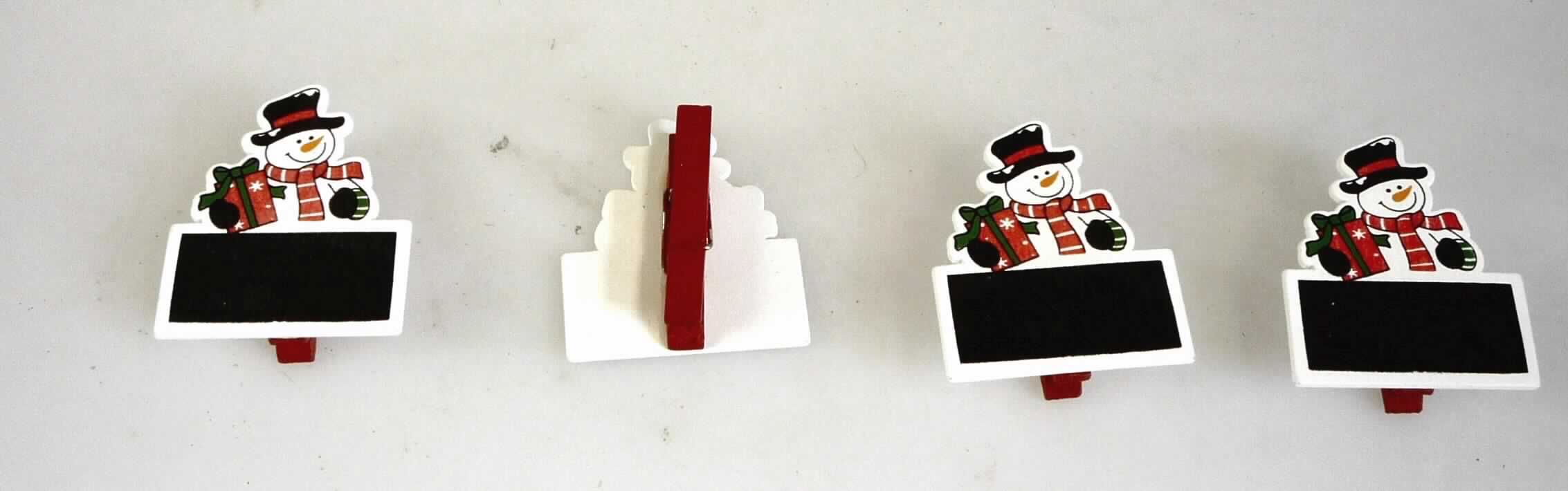 Bei dem "4-teiligen Set Schneemann" handelt es sich um eine aus verschiedenen Bestandteilen zusammengesetzte Ware, bestehend aus:
- einem ca. 4,5 cm x 5,5 cm großen Holzzuschnitt in Form einer rechteckigen, schwarzen Schreibfläche, die an der Oberseite mit einem Schneemann mit Geschenkepaket verziert ist, und
- einer ca. 4,5 cm langen Klammer aus Holz, mit einer Feder aus unedlem Metall, auf der Rückseite des Erzeugnisses, als Befestigungsmöglichkeit.
Der Charakter der zusammengesetzten Ware wird insbesondere im Hinblick auf die Bedeutung für die Verwendung durch die zum Beschreiben mit Kreide vorgesehene Tafel bestimmt.

Eine Einreihung als Weihnachtsfestartikel kommt aufgrund des eigenen Gebrauchswertes als Schreibtafel nicht in Betracht.

Die zu 4 Stück in einer durchsichtigen Kunststofftüte mit einem Verkaufsaufhänger aus Pappe verpackte Ware ist als "Tafel zum Schreiben" einzureihen.

Anlage: 1 Abbildung