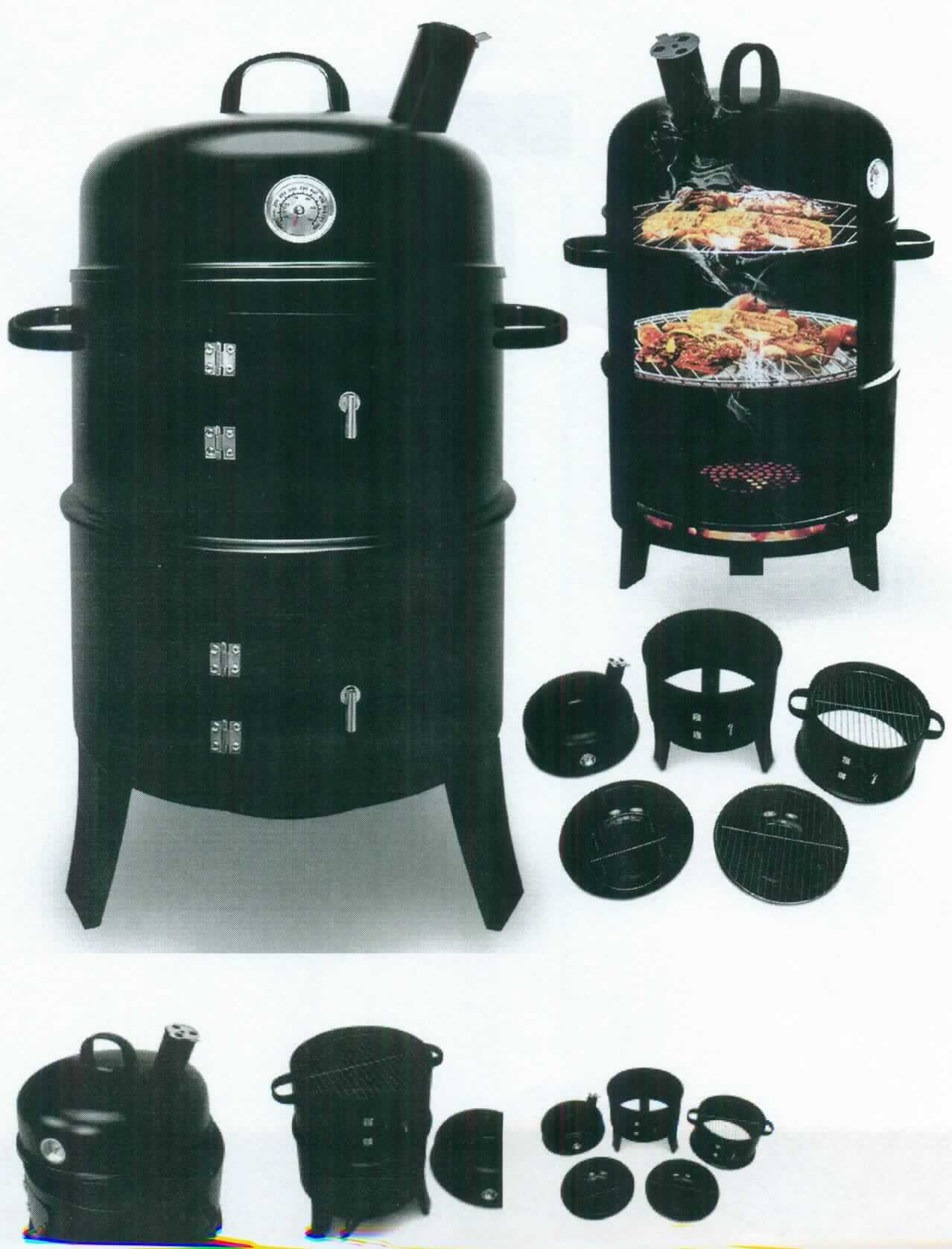 Es handelt sich um im Wesentlichen aus Stahl gefertigte Grillgeräte, bestehend aus einem hohlzylindrischen Behältnis mit drei Standfüßen, in das ein Kohlerost, zwei Grillroste und eine Auffangwanne eingesetzt werden sowie einem nahezu halbkugelförmigen, abnehmbaren Deckel, der mit einem Thermometer, einem Tragegriff und einem Abluftrohr mit Lüftungsschieber versehen ist. 
Die Erzeugnisse sind mit zwei Seitengriffen sowie mit zwei kleinen Türen zur Befeuerung und Kontrolle des Grillguts ausgestattet. 
Die Erzeugnisse werden zum Grillen und Räuchern von Speisen im Haushalt (Garten) oder beim Camping verwendet.
Abmessungen: 75 cm x 40 cm
- Antragstellerangaben - 

Der Charakter der aus verschiedenen Bestandteilen zusammengesetzten Waren wird insbesondere aufgrund der Bedeutung für die Verwendung durch das Grillgerät bestimmt.

Abbildung siehe Anlage.

Derartige Erzeugnisse gehören als "andere Grillgeräte aus Stahl, für Festbrennstoffe" zum TARIC-Code 7321 1900 00.