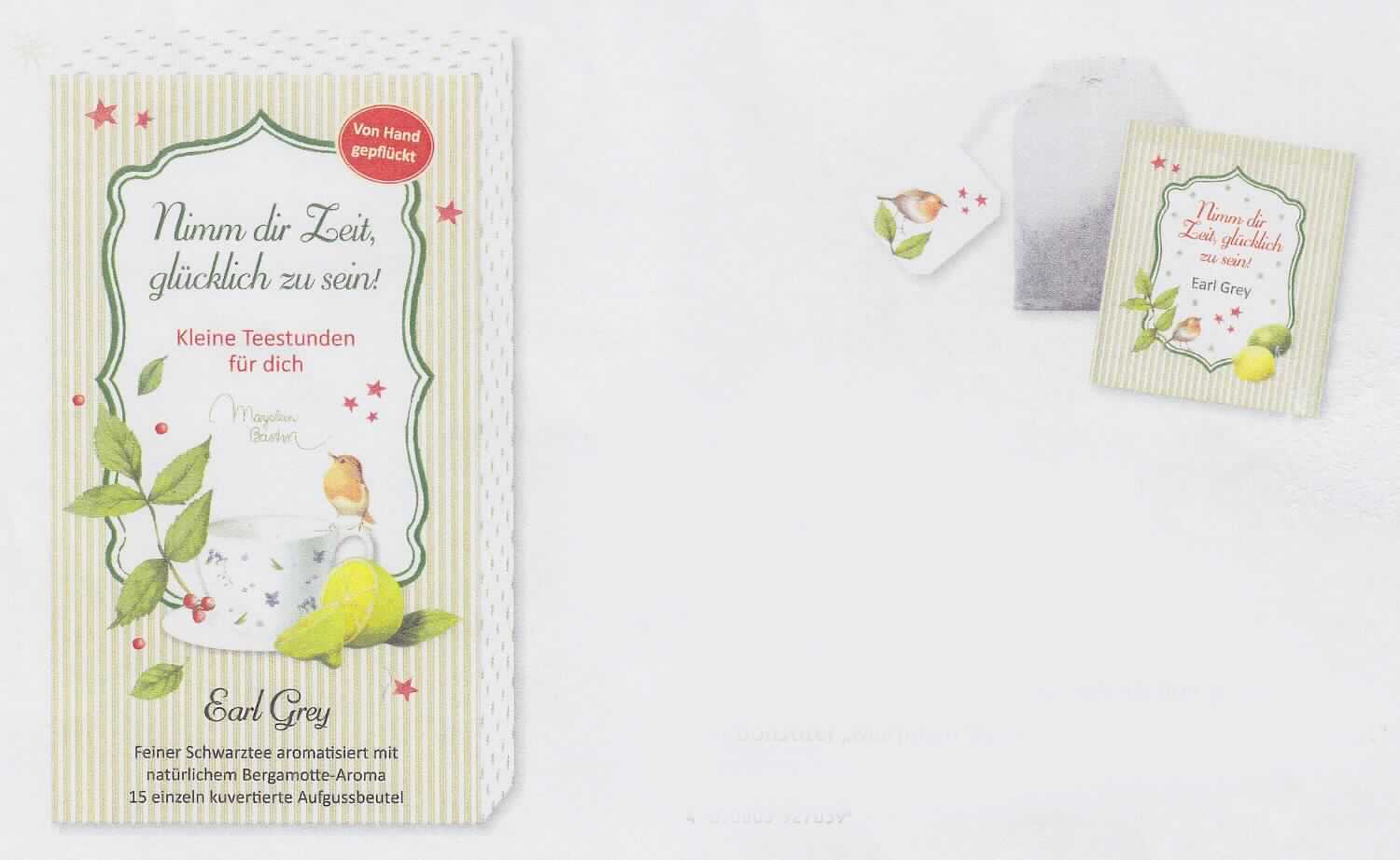 Nach den Antragsangaben und dem vorgelegten Warenmuster (Art. 92703) handelt es sich bei dem sogenannten "Nimm dir Zeit, glücklich zu sein! Earl Grey" um getrockneten und fermentierten Schwarztee, der vom Strauch der Gattung Thea stammt. Der Schwarztee ist mit Bergamotte-Aroma aromatisiert.

Das Erzeugnis ist in einem Teebeutel abgefüllt (Inhalt 2 g) und in einer rechteckigen, bunt bedruckten Schachtel (8 x 14 x 3 cm) mit 15 einzeln kuvertierten Aufgussbeuteln für den Einzelverkauf aufgemacht.

Zolltarifrechtlich handelt es sich um "Tee, aromatisiert, schwarzer Tee (fermentiert), in unmittelbaren Umschließungen mit einem Inhalt von 3 kg oder weniger".