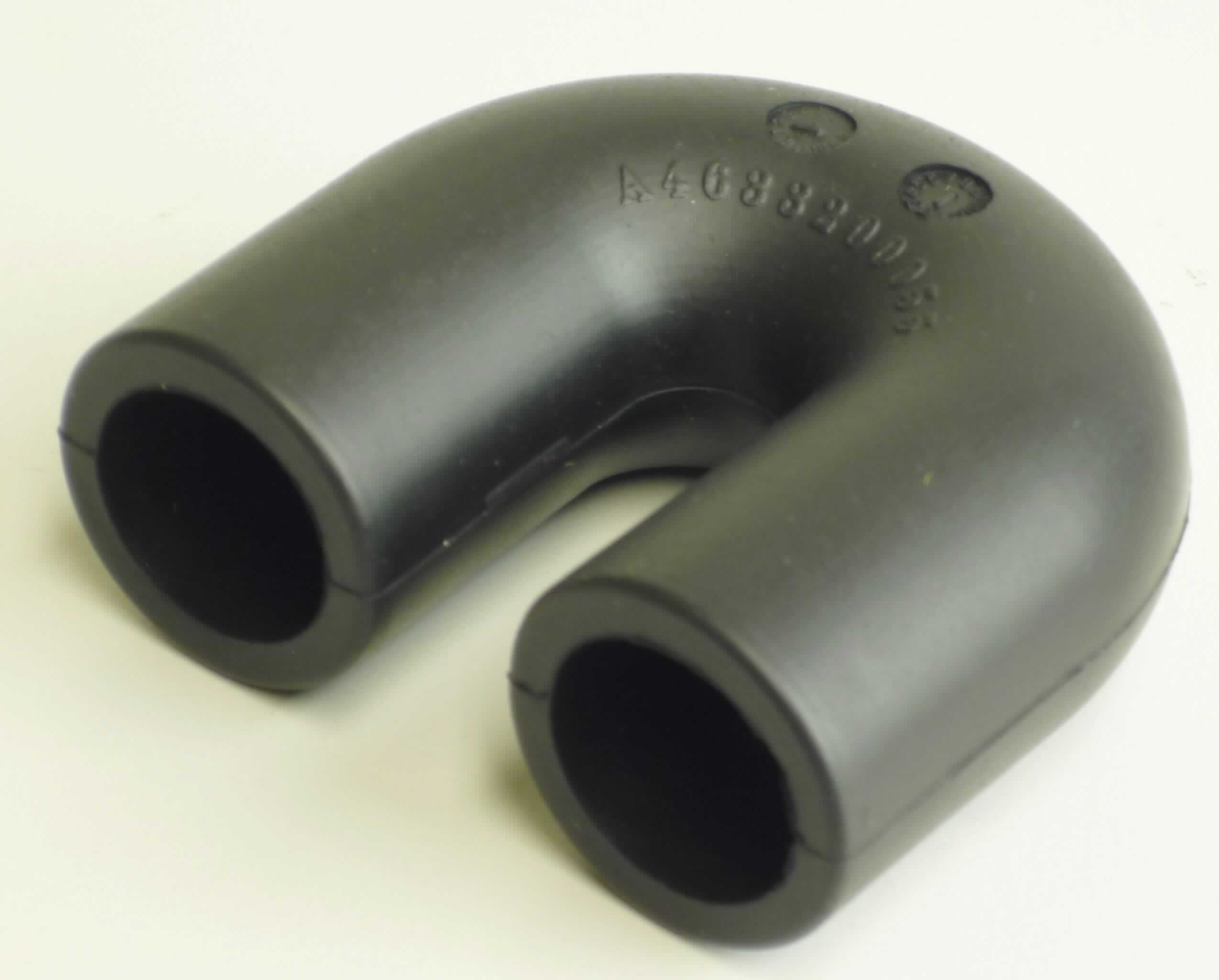 Angaben des Antragstellers:
Ansaugschlauch
Material: 100 % HNBR (Weichkautschuk)

Untersuchungsergebnisse an einem Warenmuster:
U-förmiges Rohr aus einem schwarzen, elastischen Material (Außendurchmesser: ca. 2,5 cm).

Befund:
Es liegt ein Rohr aus Kautschuk ohne Form-, Verschluss- oder Verbindungsstücke im Sinne der Position 4009 vor.