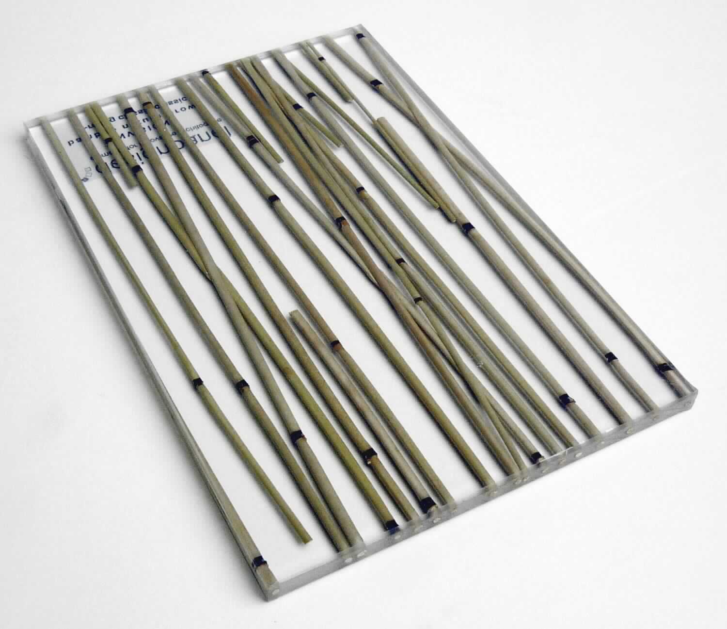 Angaben des Antragstellers:
Transparente Platten aus Polyethylenterephthalat mit eingearbeiteten Materialien. Die Platten werden in verschiedenen Farben, Dicken und Größen eingeführt.
-Bei der Einfuhr sind die Platten lediglich rechteckig geschnitten und nicht weiter bearbeitet.-

Befund:
Es liegt eine mit anderen Stoffen (hier Bambus) verbundene Kunststoffplatte aus Polyethylenterephthalat der Unterposition 3921 9010 vor.