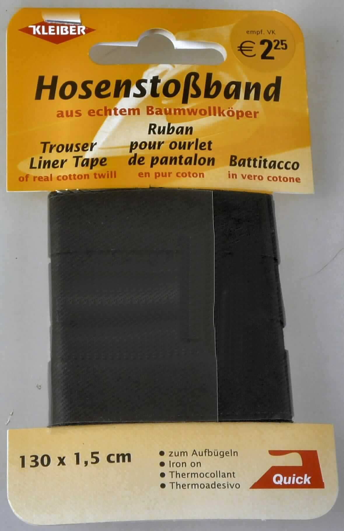 Gewebe, sog. Hosenstoßband, Foto siehe Anlage,
- auf einem Pappetikett aufgebracht,
- als Meterware; lt. Antrag mit einer Länge von 130 cm und einer Breite von 1,5 cm,
- an den Längskanten lediglich geschnitten (ohne Webkanten, daher kein Band der Position 5806),
- laut Untersuchungsergebnis:
-- aus einem bedruckten Gewebe aus Baumwolle in Köperbindung (4-bindig),
-- mit einem Quadratmetergewicht von 236 g,
-- nicht auf Handwebstühlen hergestellt,
-- nicht nach dem Batik-Verfahren handbedruckt,
- einseitig im Rotationsschablonendruckverfahren mit sog. Schmelzkleberpunkten bestrichen, das Bestreichen mit 
  Kunststoff ist jedoch mit bloßen Auge nicht wahrnehmbar (damit keine Meterware der Position 5903),
- wird laut Antrag als Stoßband zum Schutz der Hosensaumkante verwendet.

"Gewebe aus Baumwolle, mit einem Anteil an Baumwolle von mehr als 85 GHT, mit einem Quadratmetergewicht 
 von mehr als 200 g, bedruckt, in 4-bindigem Köper, nicht auf Handwebstühlen hergestellt, nicht nach dem Batik-
 Verfahren handbedruckt"